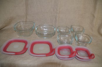 (#276) Rubbermaid Set Of 6 Glass Nesting Storage Bowl With Lids - See Description