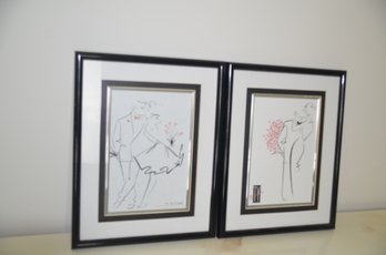 125) Set Of 2 TY Wilson ' Secrets ' Prints Art Deco Framed 12x15