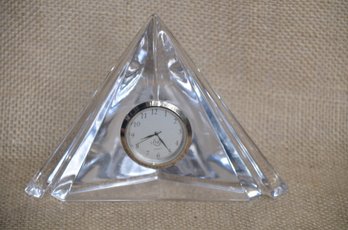 (#166) Lenox Glass Triangle Clock ( Needs Battery)