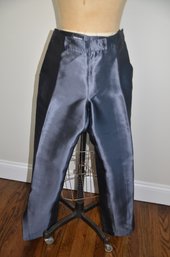 (#15LR) Ladys GIORGIO ARMANI Bluish Gray Silk Dress Pants Side Bottom Side Slit Made In Italy SIZE 42