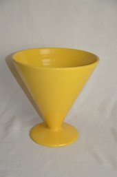 46) Mid Century Yellow Cone Shapped Footed Vase Bowl 8.5'H