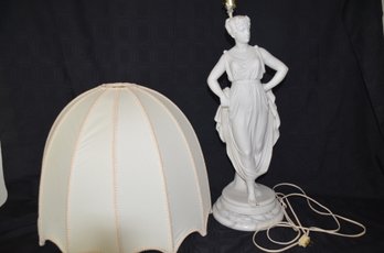 11) Vintage Grecian Figural Large Sculpture Statue Table Lamp Marble Base With Dome Shade 42'H