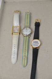 (#610) Assorted Lot Of 3 Watches ( Ann Klein Fabric Band, Baseball Joe Lembo Golf Outing ~ ESQ
