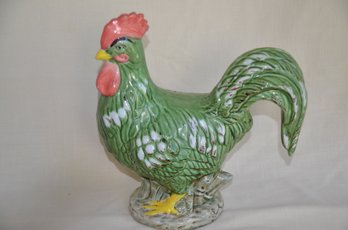 31) Green Porcelain Rooster Decorative Display  14' H