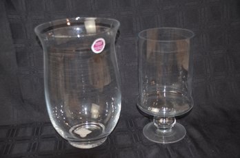 59) Hurricane Clear Glass Jar 1- Made In Poland 12.5'H 1- Pedestal 11.5'H Jar ( Assorted Uses)