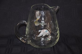 60) Ned Smith American Widgeon Bird And Wood Duck Decal Design Water Pitcher 7.5'H