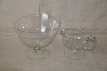 (#147) Trifle Pedestal Glass Bowl 9x7.5 ~ Glass Gravy