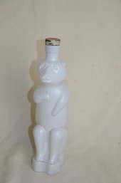 49) Polar Bear Milk Glass Liquor Decanter Bottle Twist Off Cap 12'H
