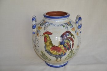 34) Italian Pottery Rooster Ceramic Decorative Vase 11'H