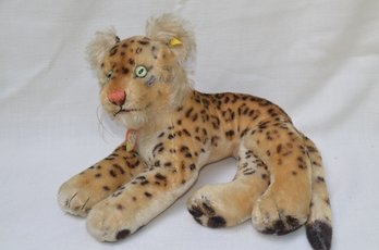 102) Vintage Steiff German Mohair Laying Spotted Leopard Stuffed Animal Plush With Tags #2328 Approx. 12'