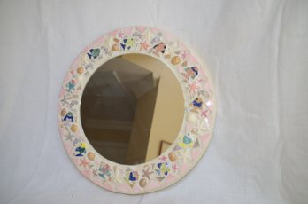 129) Round Decorative Sea Shells And Fish Mirror 18' Diag.