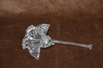 (#28) Murano Style Hand Blown Art Glass White Flower And Stem 7' Long