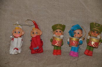 (#190) Vintage Christmas Elf Elves Huggers Pixie AND Flocked Little Drummer Boys