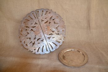 90) Wallace Silver Plate Expandable Trivet  And Small Silver Plate 6' Dish