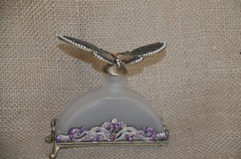 (#223) Perfume Glass With Butterfly Stopper ( Leg Broke Off )