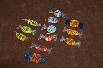 (#29) Decorative Colorful Murano Style Art Glass Wrapped Hard Candy 12 Pieces