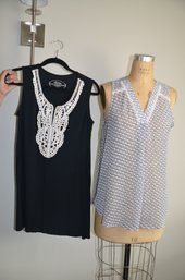 (#112LS) SOMA  Lounge Wear Black Size M And PAPERMOON Black/White Sheer Blouse Size XL