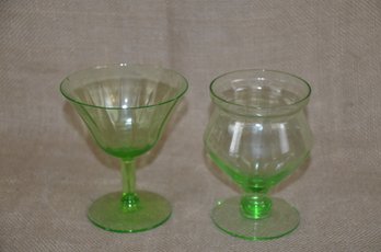 72) Green Depression Wine Glasses 2 Different Styles