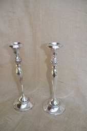 (#11) Pottery Barn Silver Plated Candle Stick Holders 10'H