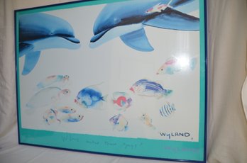 132) Wyland Tracy Taylor WHO INVITED THESE GUYS? Dolphin Fish Sea Turtle Art Print Picture