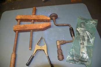 (#347) Vintage Clamps, Hand Drill Press Millers Ratcheting