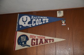 207) Lot Of 2 Baltimore Colts And New York Giant Banners