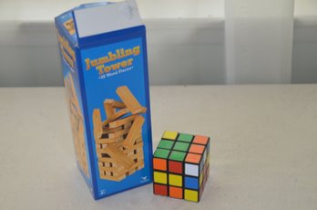 (#26) Jumbling Tower Game Pieces Written On ~ Rubik Cube