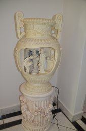 16) Resin Greek Mythological Water Fountain With Pedestal Missing 9 Volt Plug