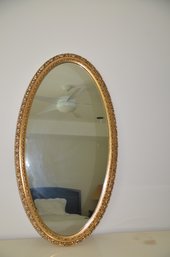 135) Large Gold Frame Oval Mirror 39'H By 21' Wide