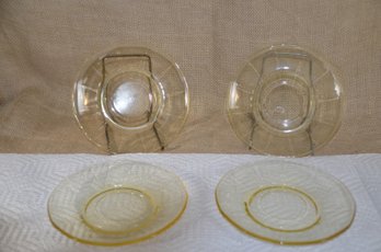 75) Amber Depression Glass 6' Round Saucers Plates (4)