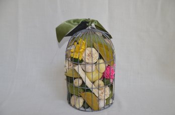 134) Dried Potpourri Botanicals In Wire Cage 10'H