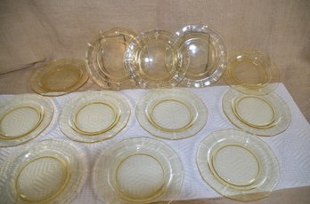 76) Vintage Amber Yellow Depression Glass 6' Round Luncheon Plates (12)