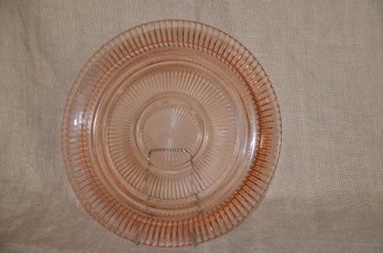 98) Depression Pink Queen Mary Glass Footed Cake Server Plate 12'