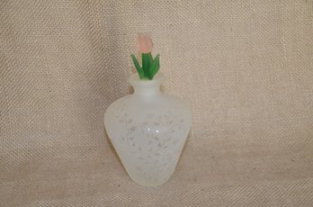 (#229) Frosted Etched Perfume Bottle Tulip Stopper