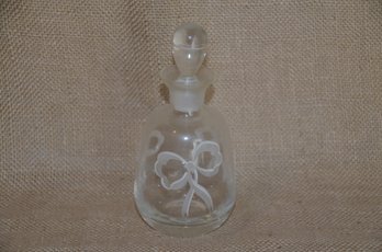 (#230) Clear Glass Painted Bow Ribbon Trinket Bottle With Stopper