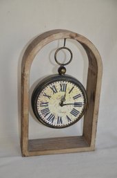 41) Decorative Wood Arched Frame Battery Operated Desk Mantel Clock 15'H