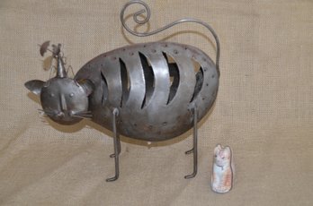 (#79) Tin Votive Light Cat 11 10x11 ~ Small Tin Trinket Cat Box