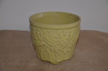 (#9) Vintage McCoy Yellow Glazed Pottery Ceramic Floral Motif Planter