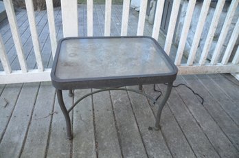 Outdoor Cast Aluminum End Table Glass Top