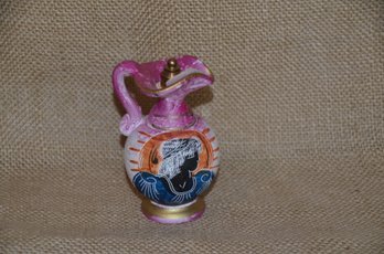 (#232) Trinket Poison Perfume Hand Painted Greek Design Pitcher Shaped Bottle
