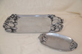 76) Pewter Serving Trays 9.5x5.5 And 19x10