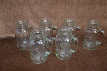 (#40) Set Of 6 Golden Harvest Drinking Jars With Handle