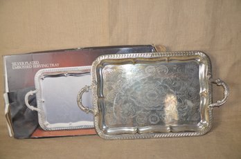 (#161) Vintage Silver Plated Serving Tray Orig. Box 13x18