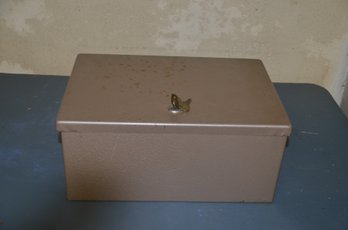(#355) Heavy File Proof Security Box With Key 9.5x14x6.5