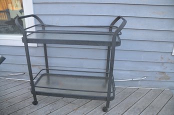 Outdoor Cast Aluminum Bar Cart Glass Top