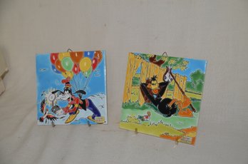 62) Ceramic Nassas Handmade Tiles Goofy And Daffy Duck 6x6