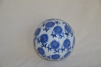 45) Round Ceramic Approx. 6.5'H Blue & White Ball Decorative Home Display