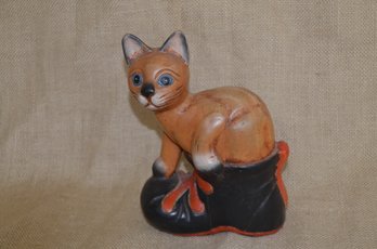 (#82B) Ceramic Cat In A Shoe
