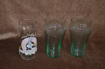 (#44) Vintage Coca Cola Drinking Glass Lot Of 2 ~ Bugs Bunny Glass