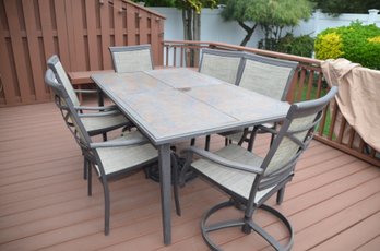 Outdoor Patio Table And 6 Chairs (removable Top Tiles)